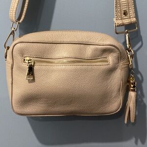 Chic Cream Crossbody Bag with Tassel